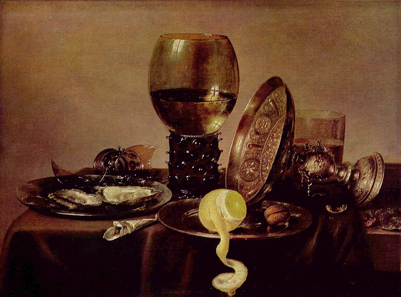 unknow artist Still life with oysters, a rummer, a lemon and a silver bowl